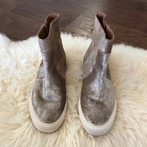 Frye Gia Side Zip Leather High Top Sneakers Size 9